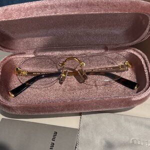 Miu Miu Rimless Gold Minimalist Eyeglasses Luxury Designer Frame